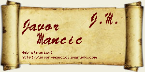 Javor Mančić vizit kartica